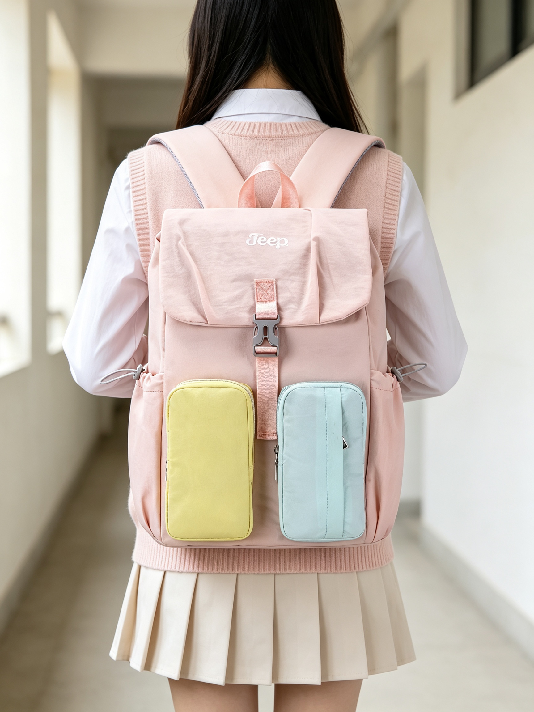 Pink Plain Backpack