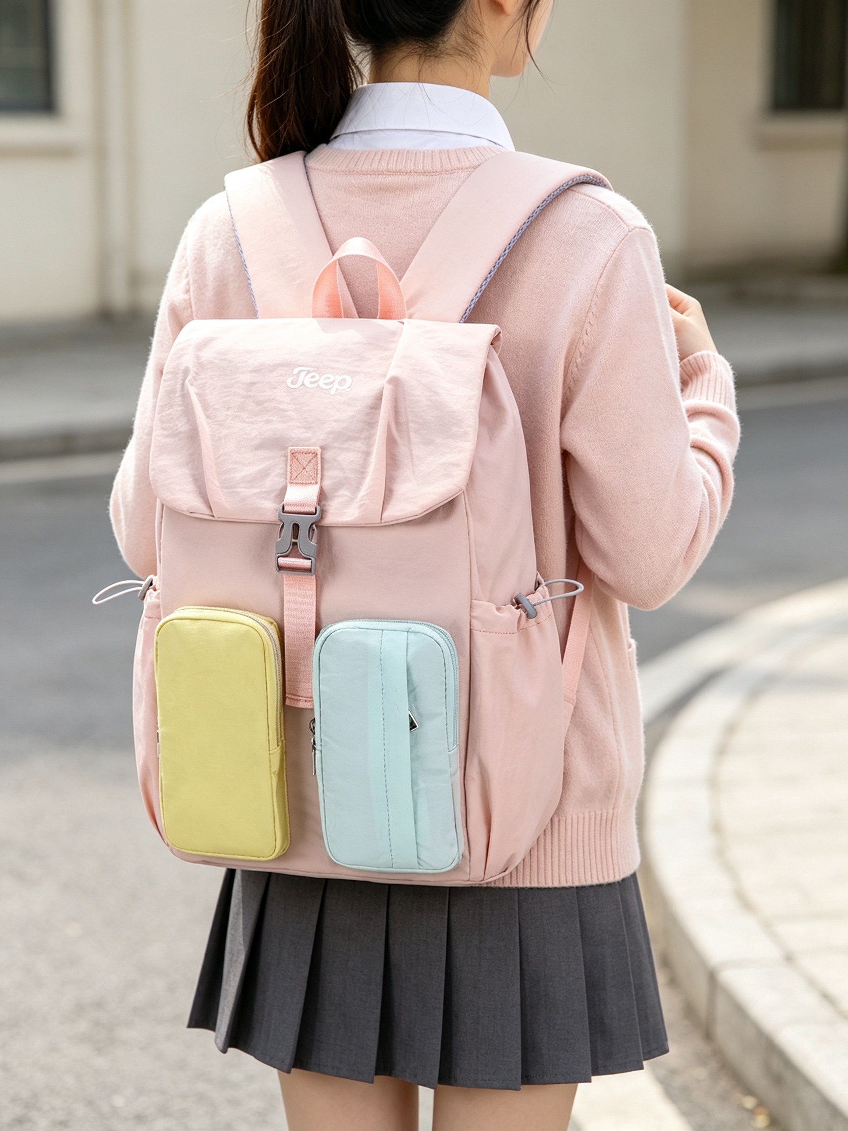 Pink Plain Backpack