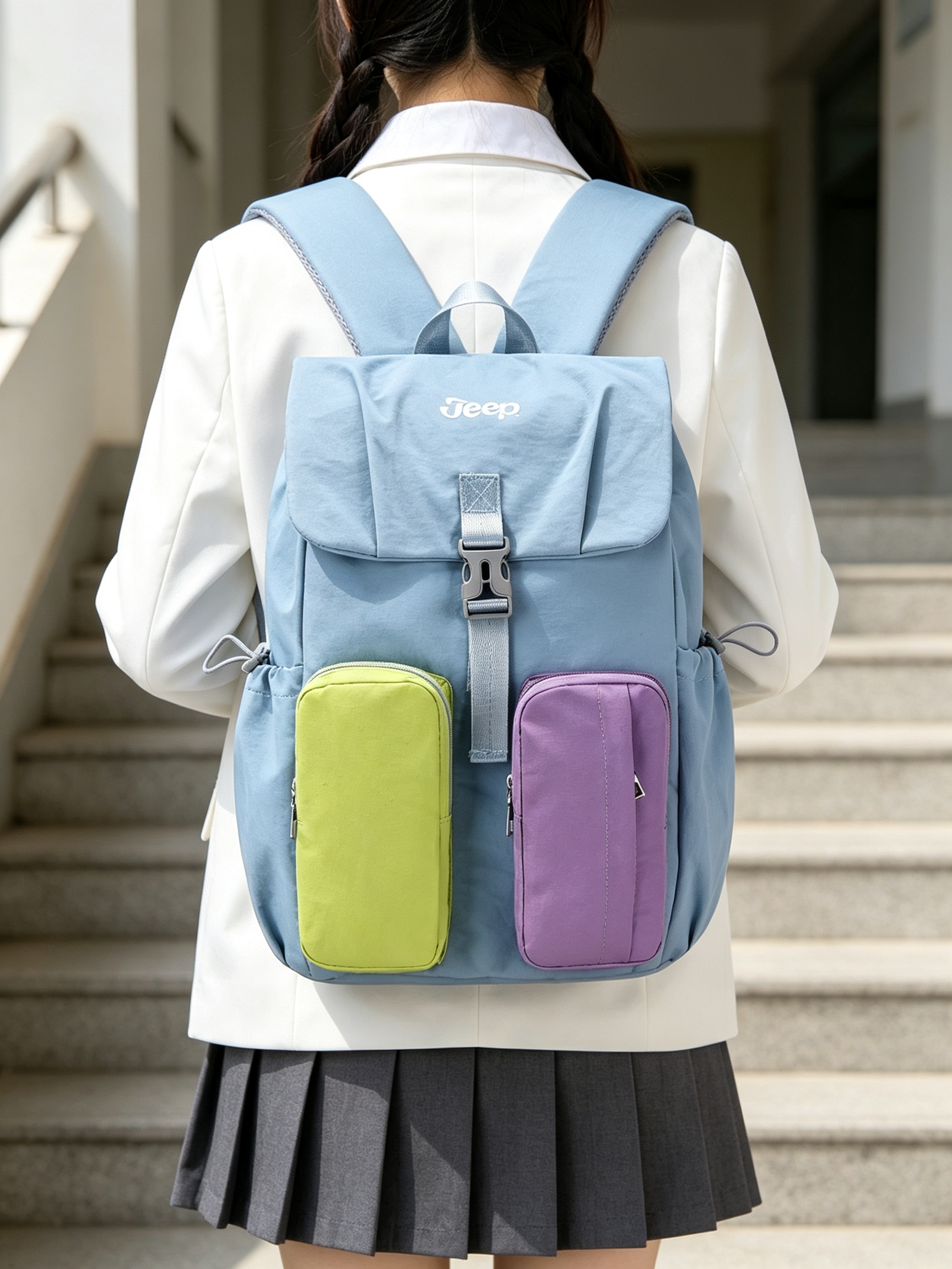Blue Plain Backpack 