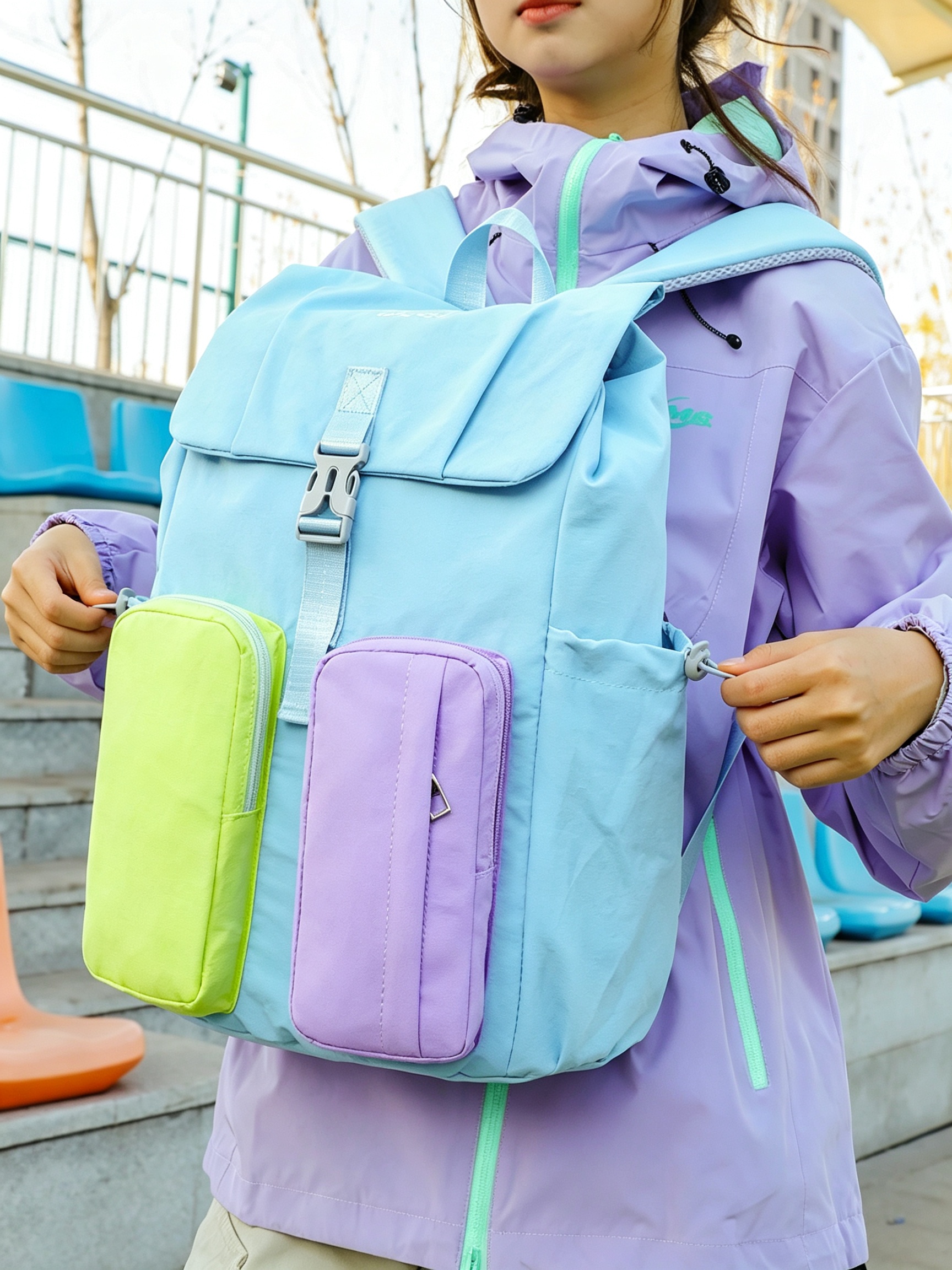 Blue Plain Backpack 