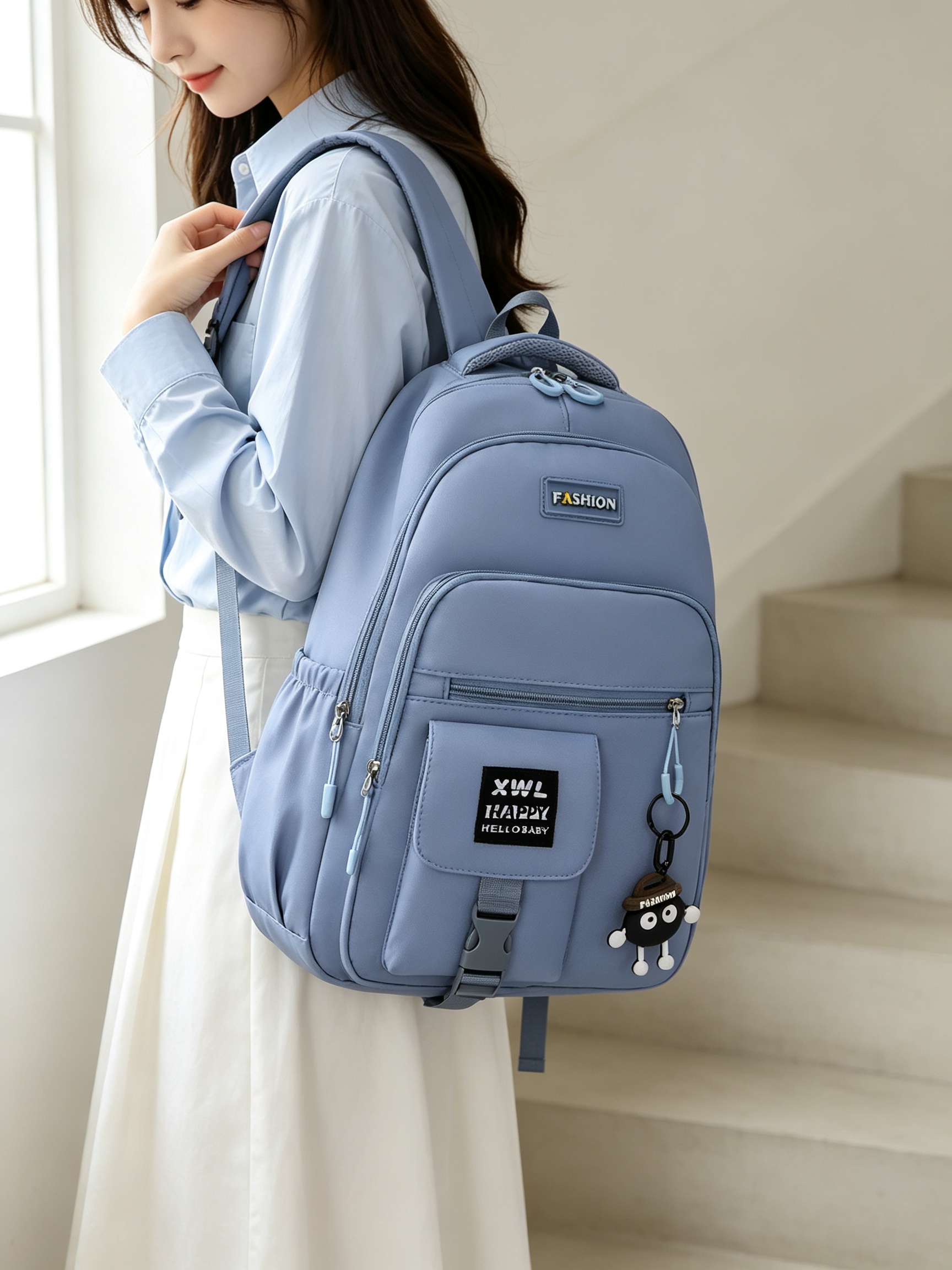 Blue Plain Backpack 