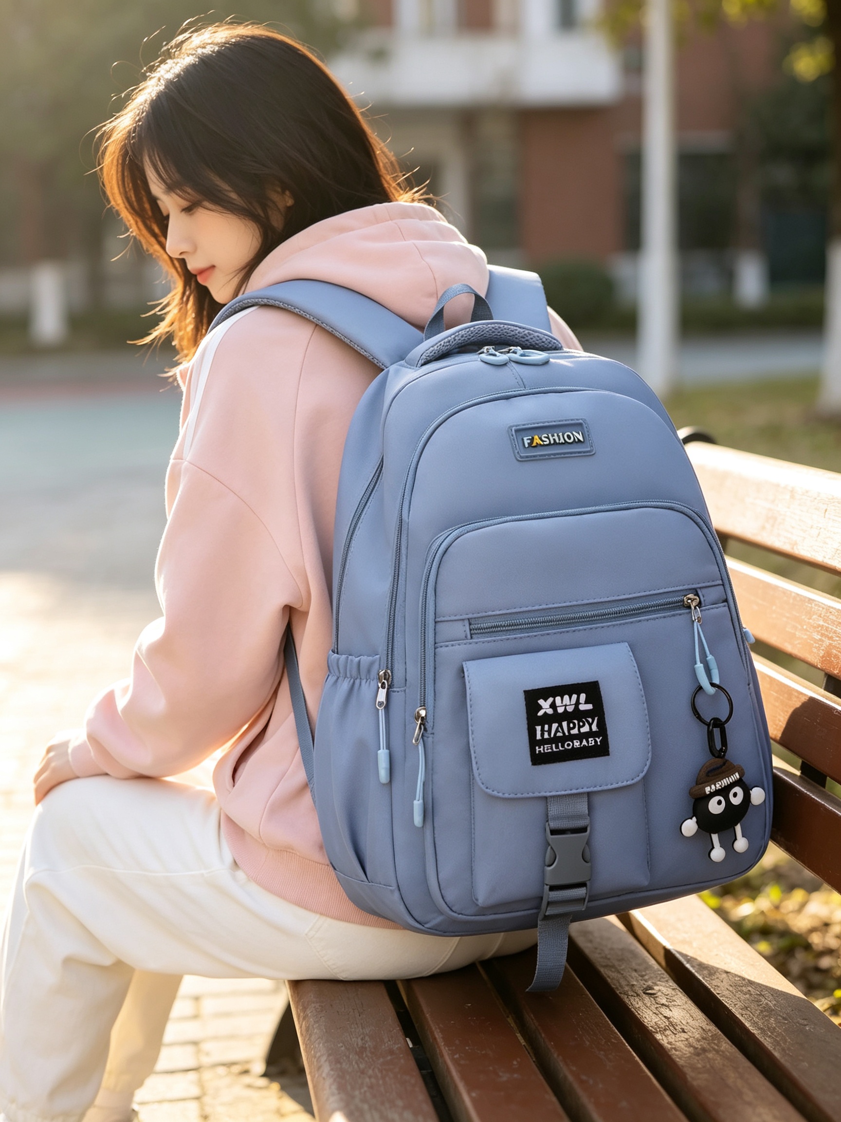 Blue Plain Backpack 