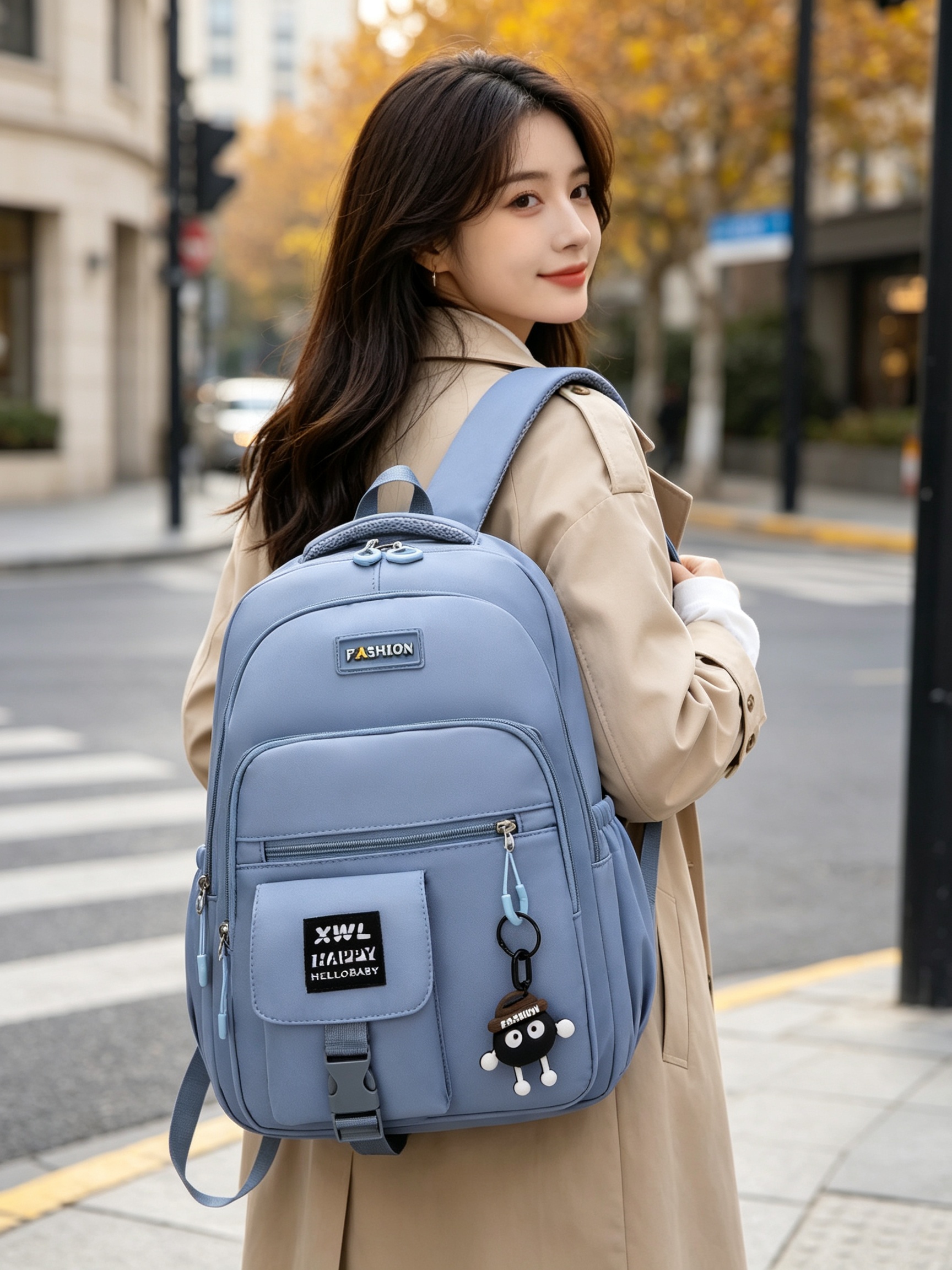 Blue Plain Backpack 