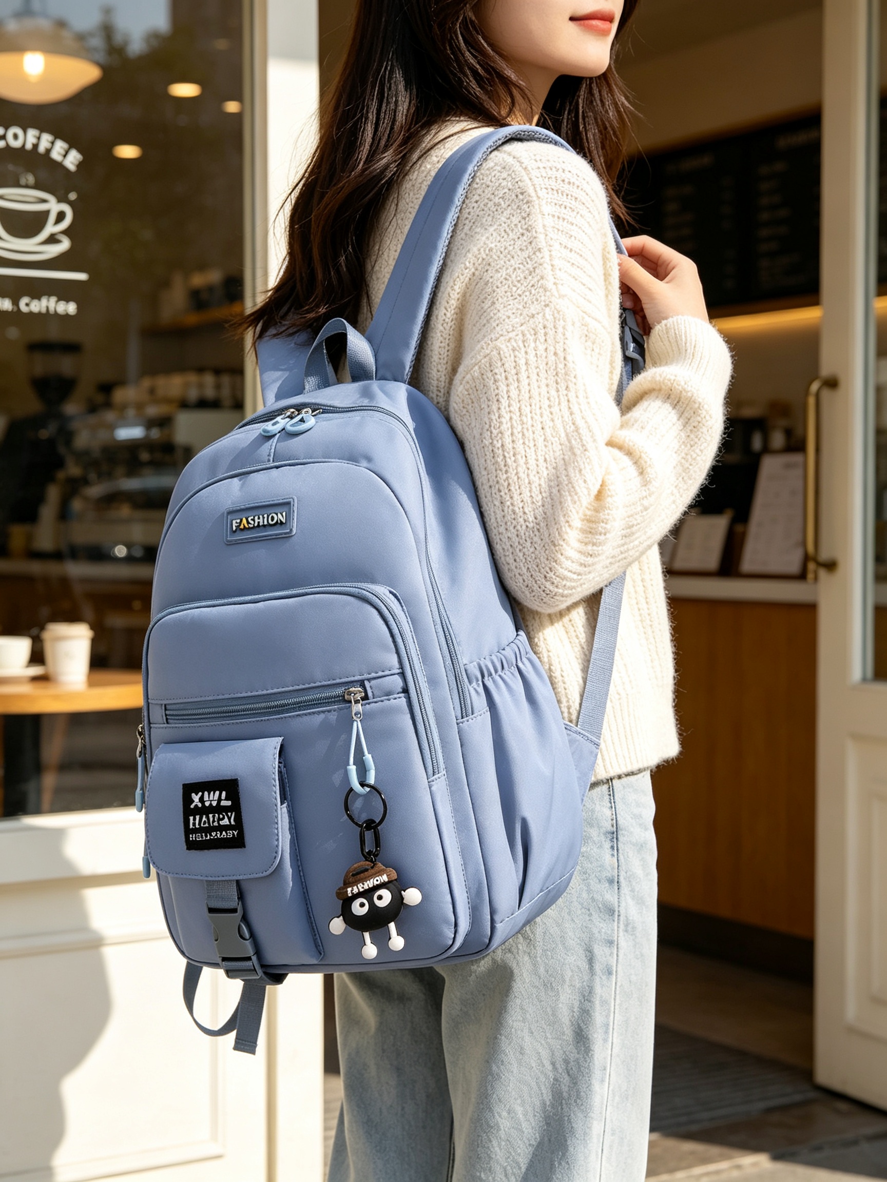 Blue Plain Backpack 