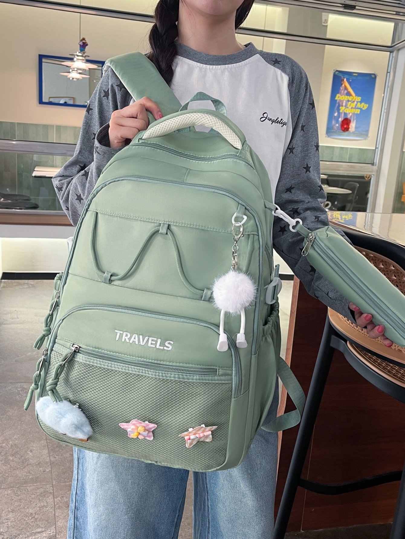 Green Plain Backpack 