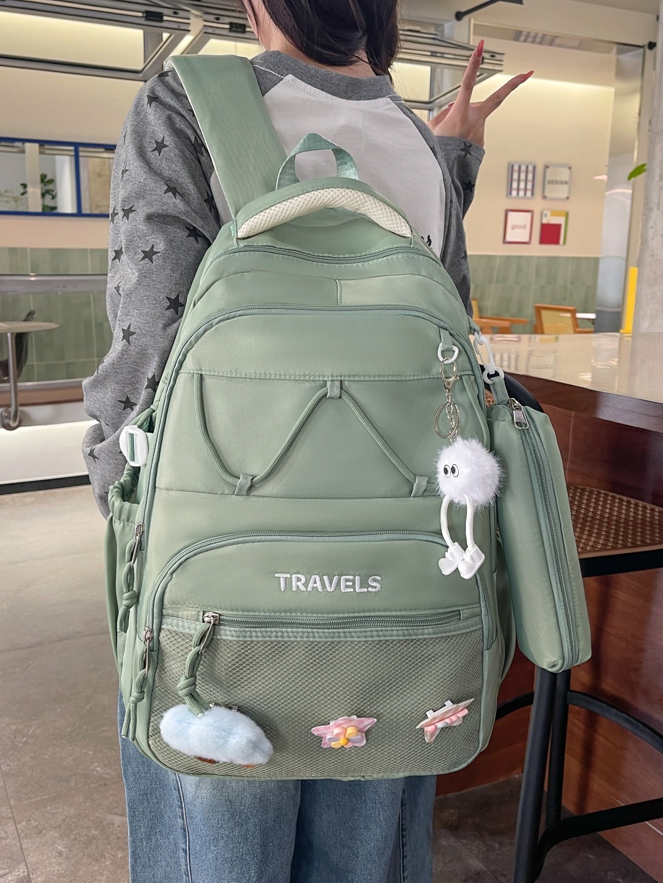 Green Plain Backpack 