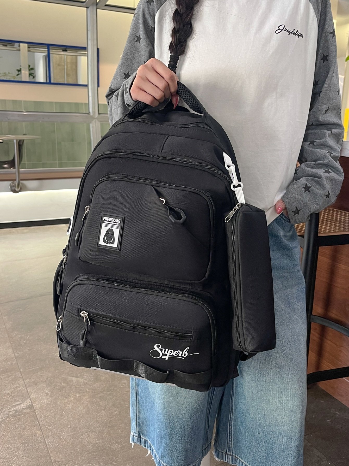 Black Plain Backpack 
