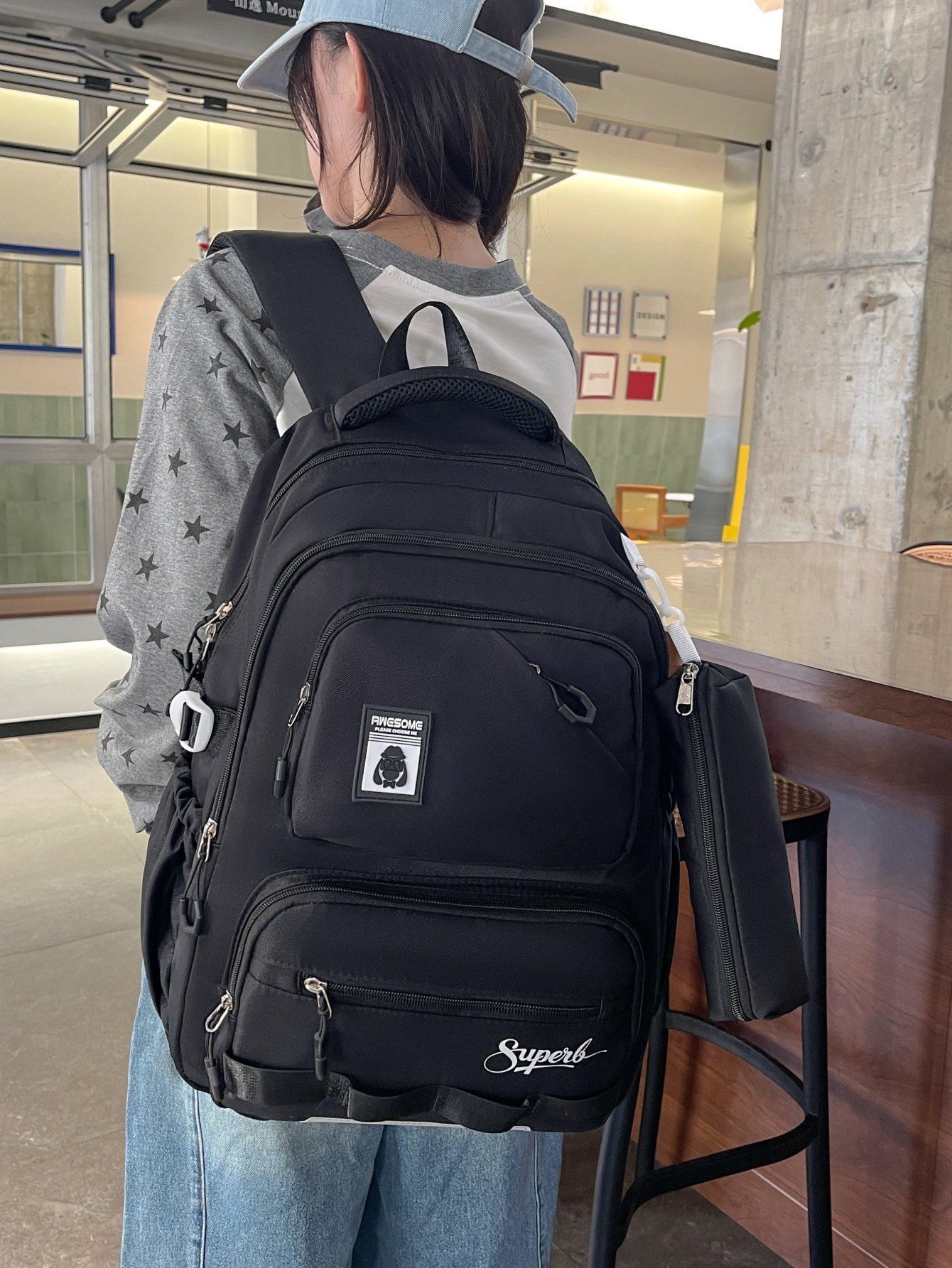 Black Plain Backpack 