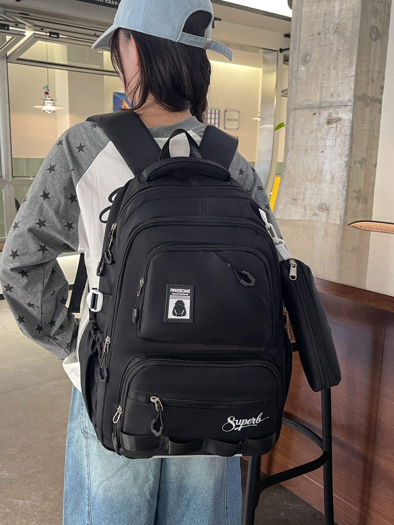 Black Plain Backpack 