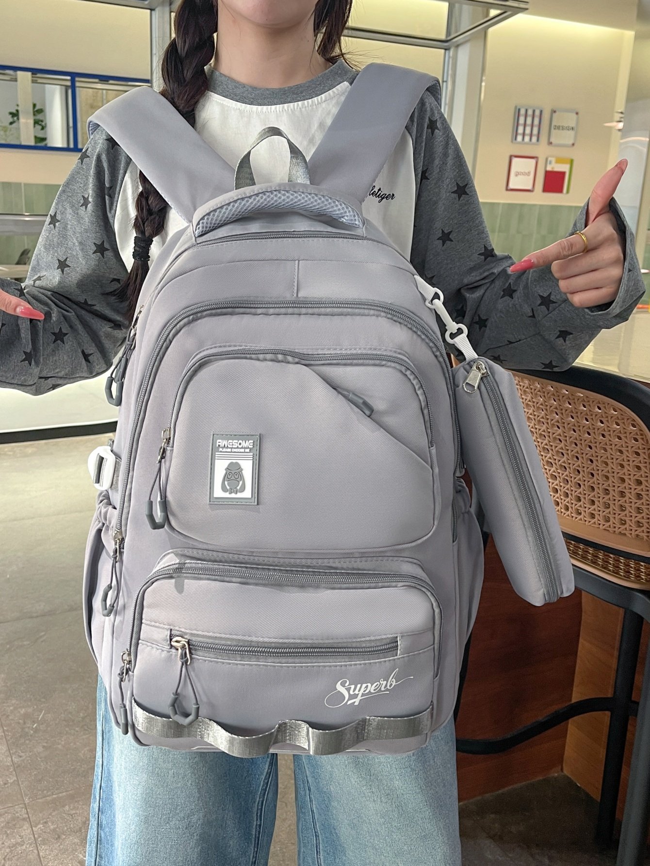 Grey Plain Backpack