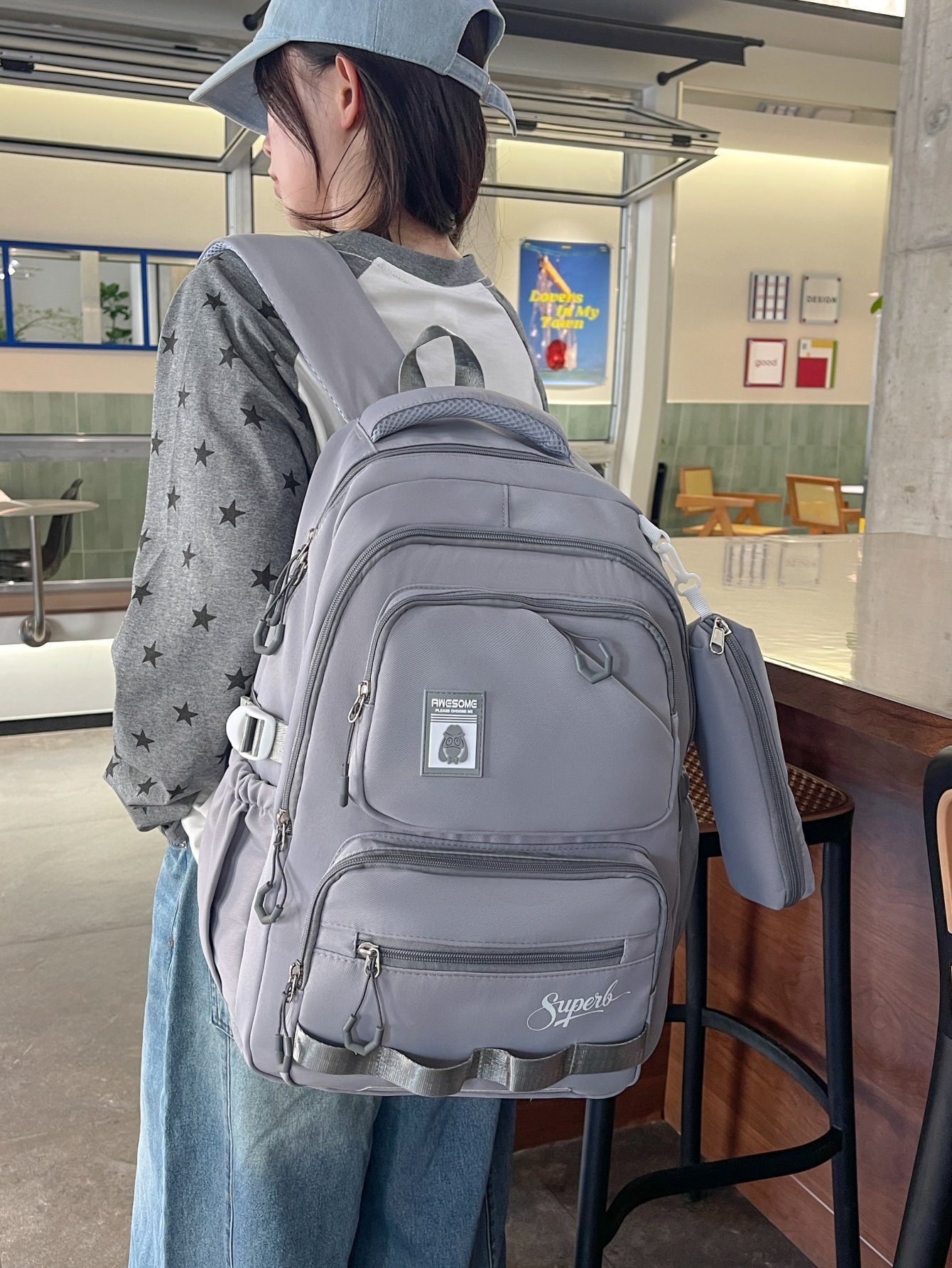 Grey Plain Backpack