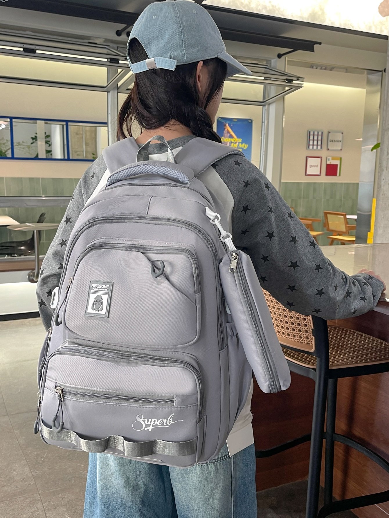 Grey Plain Backpack