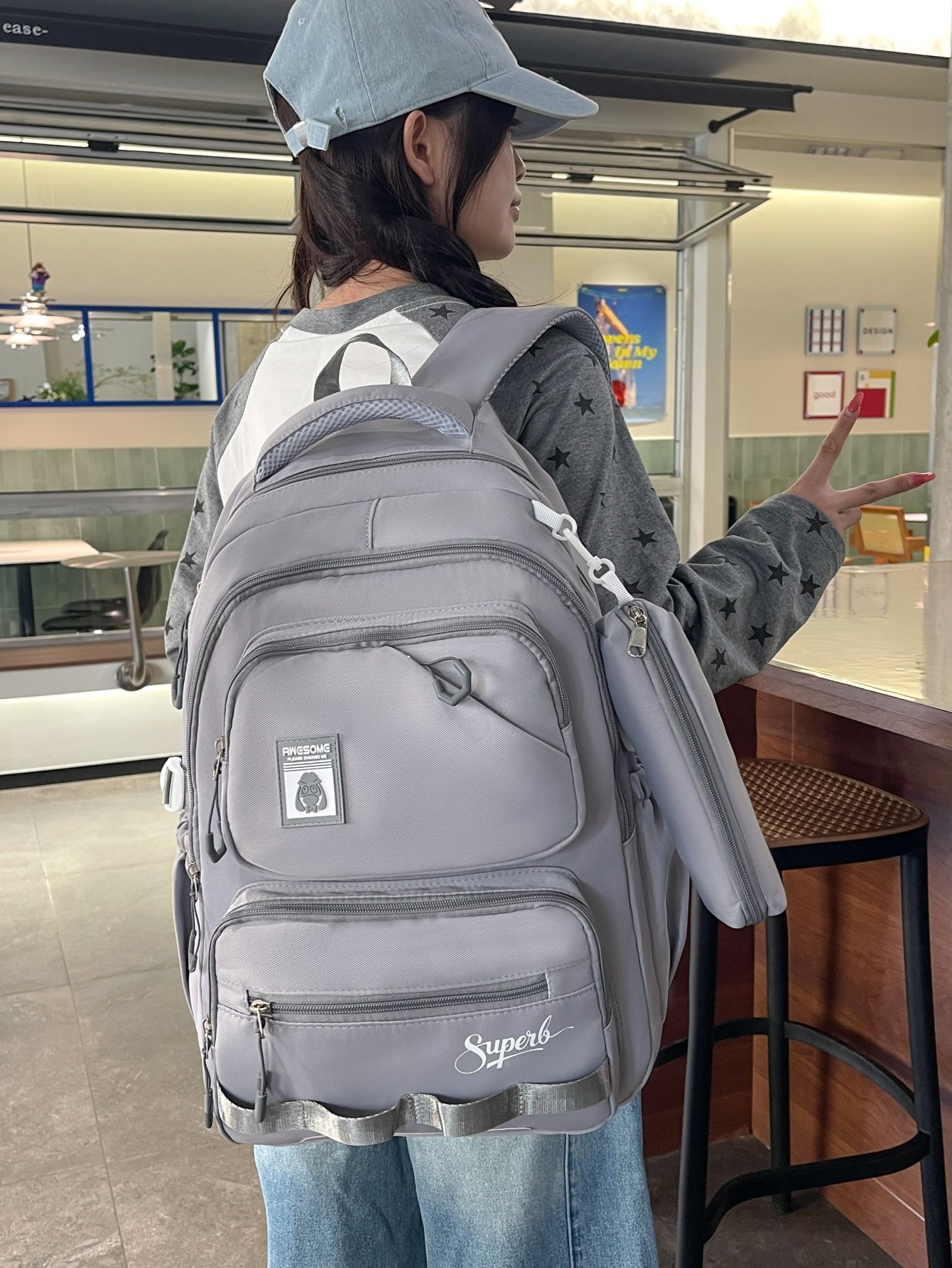 Grey Plain Backpack