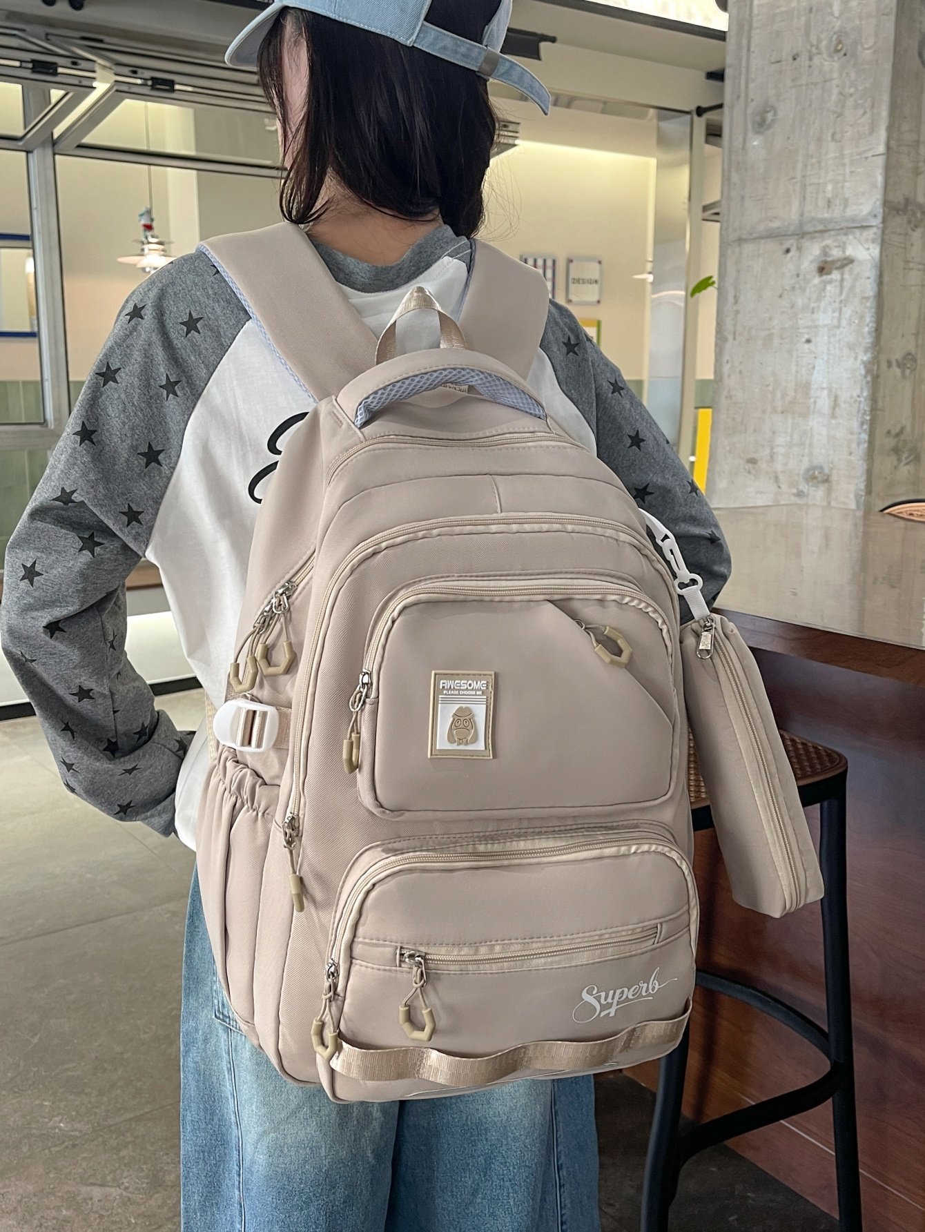 Khaki Plain Backpack 