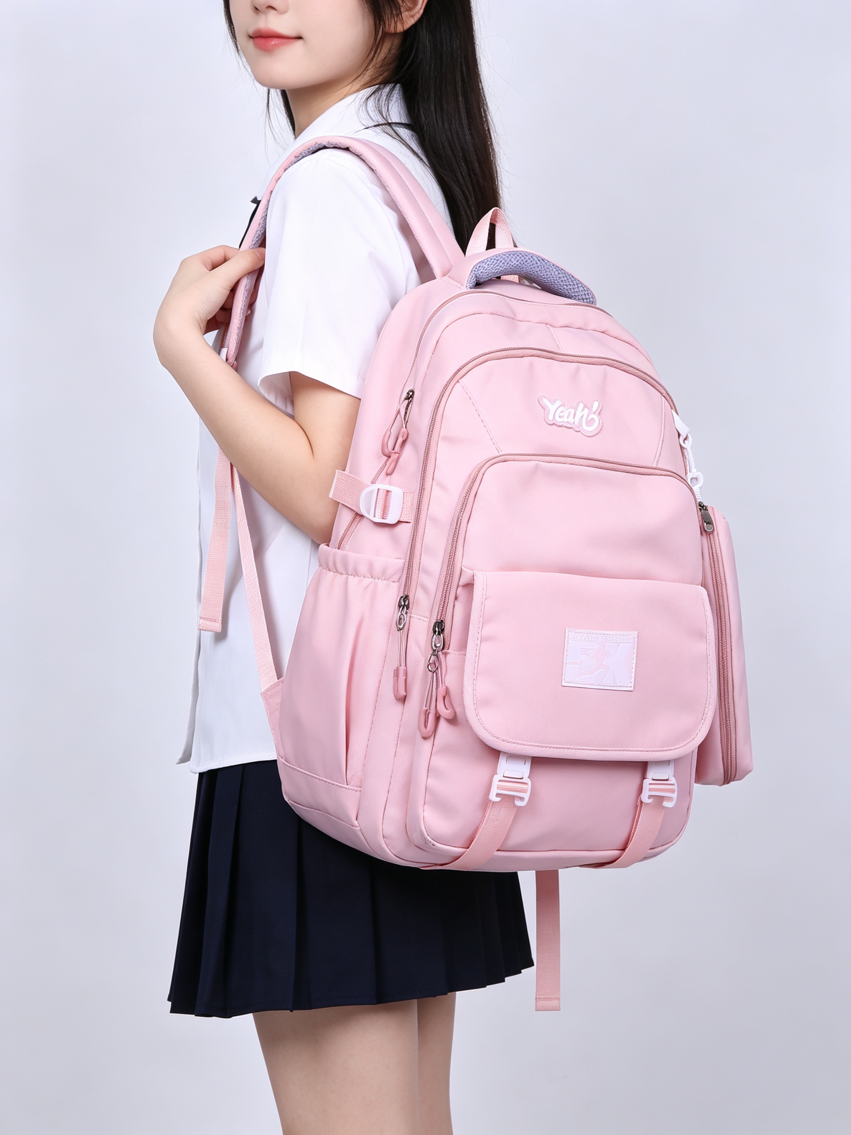 Pink Plain Backpack 