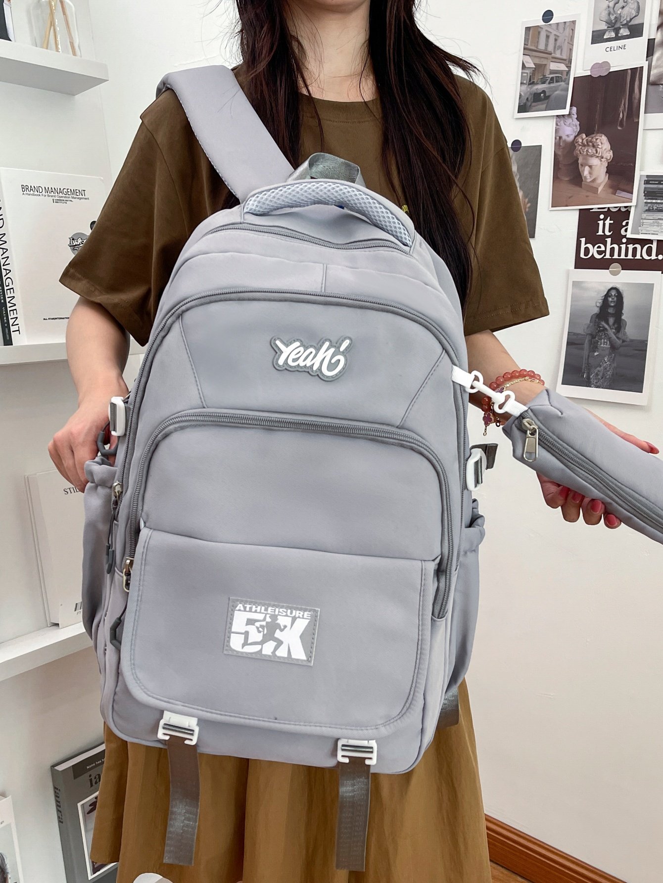 Plain Grey Backpack 