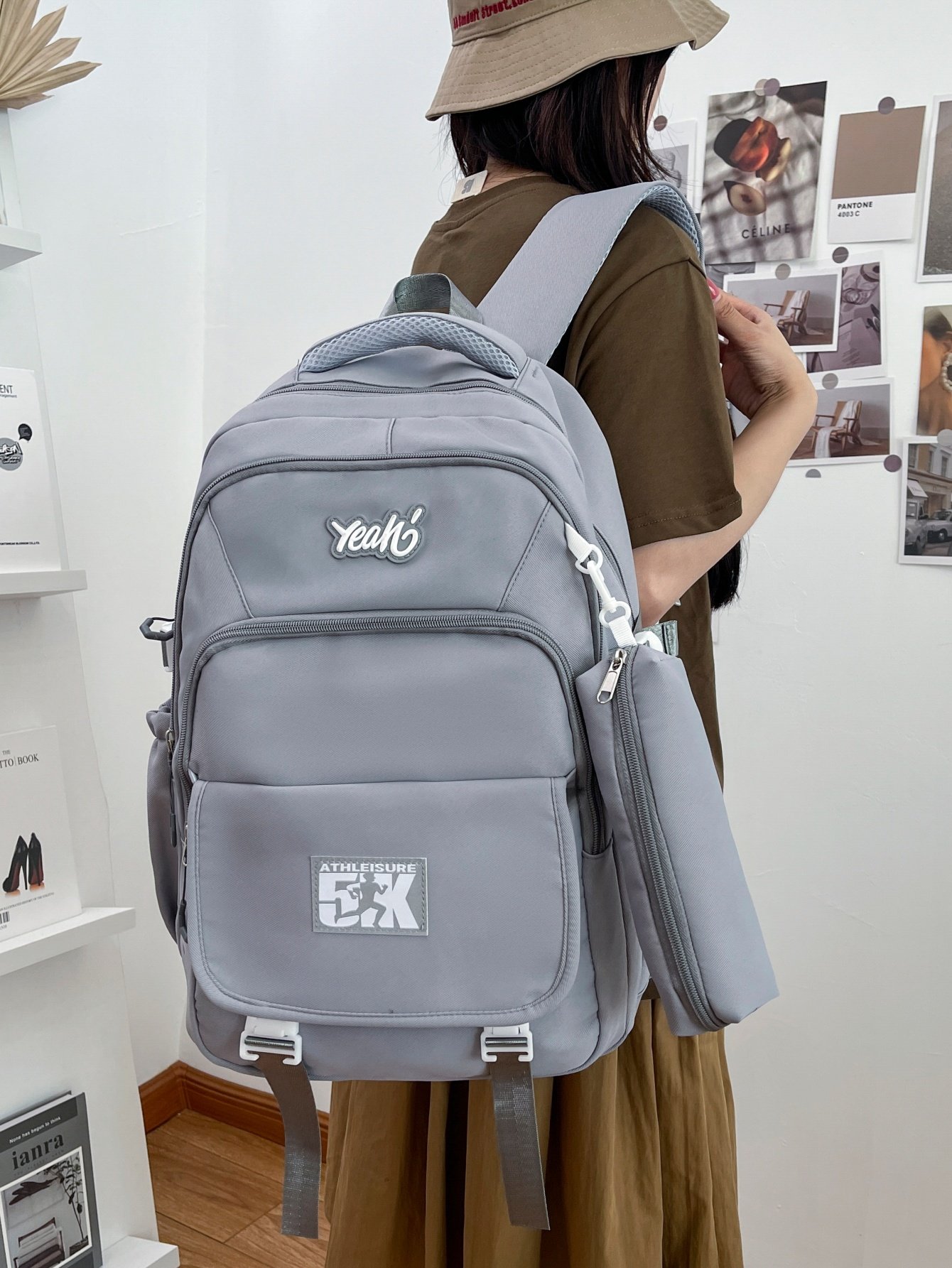 Plain Grey Backpack 