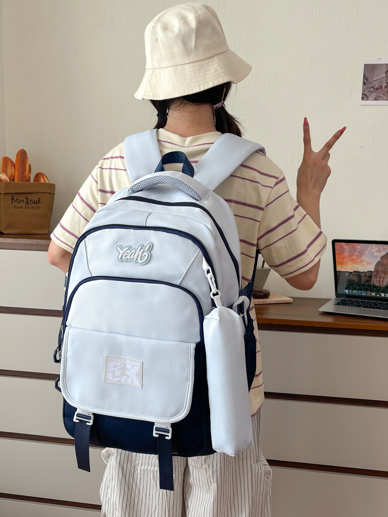 Blue Plain Backpack