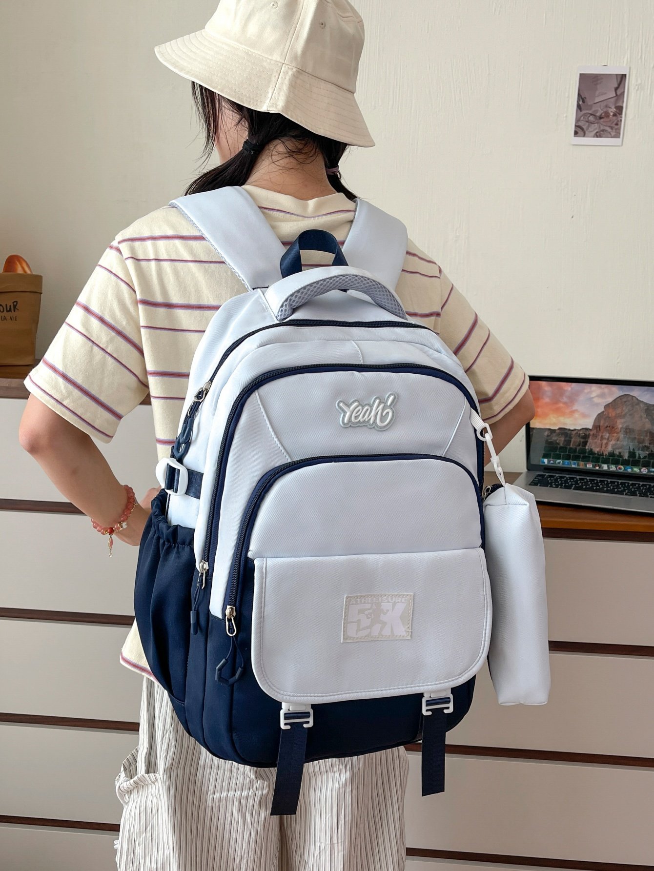 Blue Plain Backpack