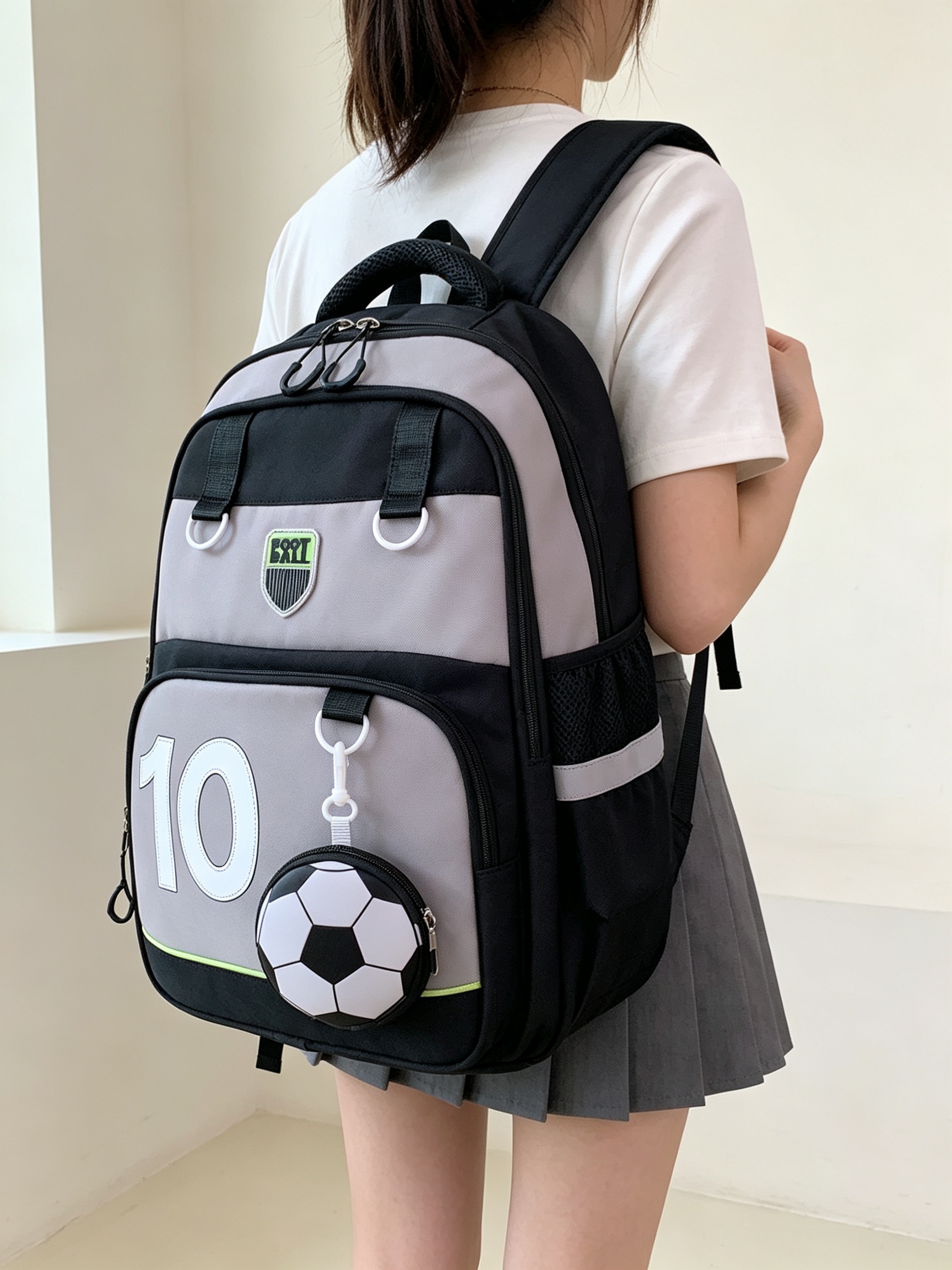 Black Football-Themed Backpack 