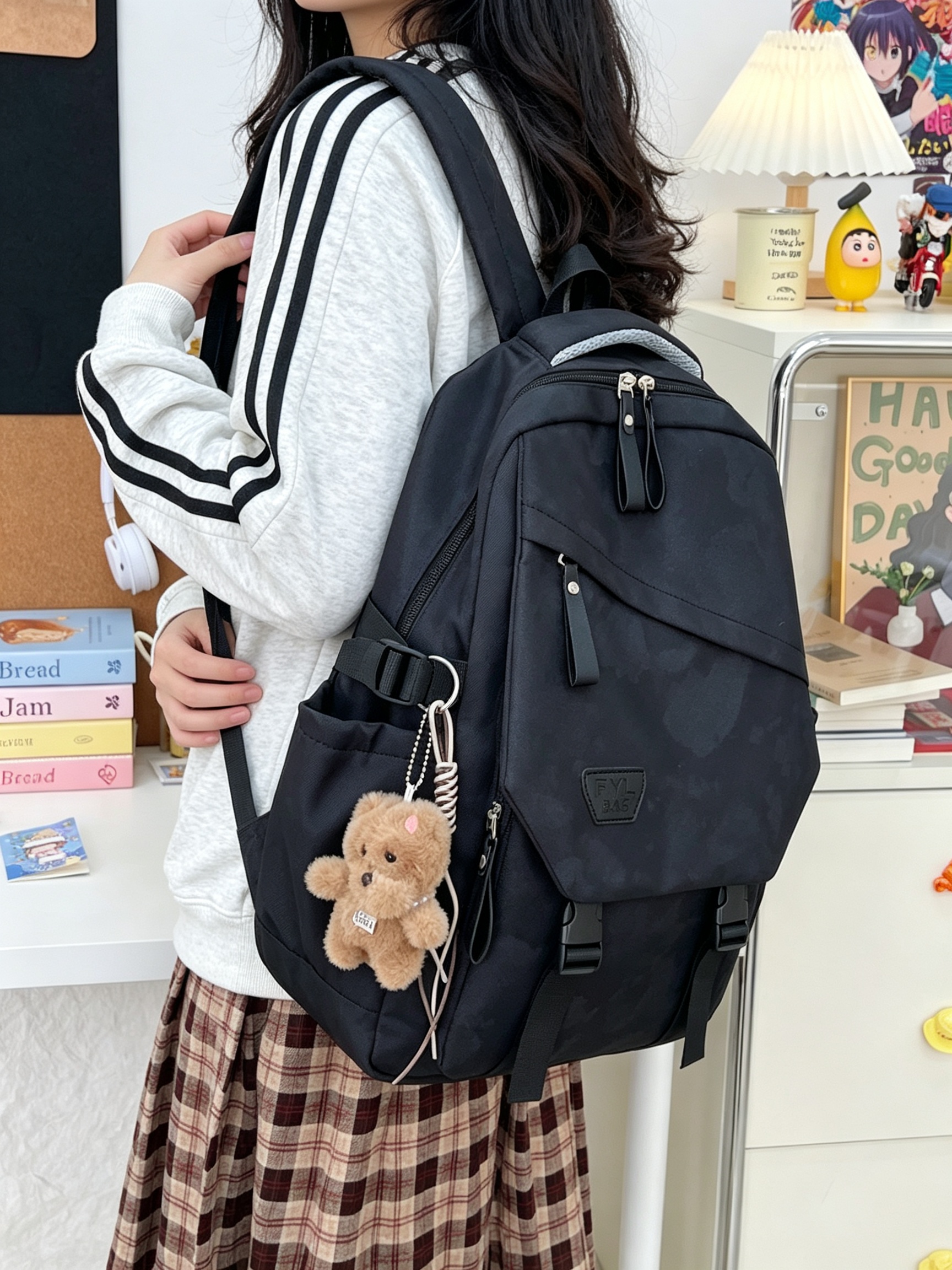 Black Plain Backpack 