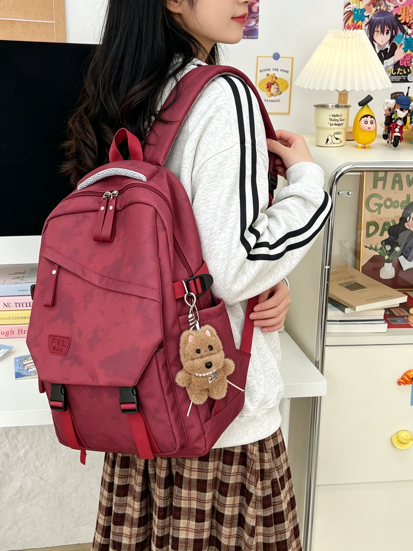 Red Plain Backpack 