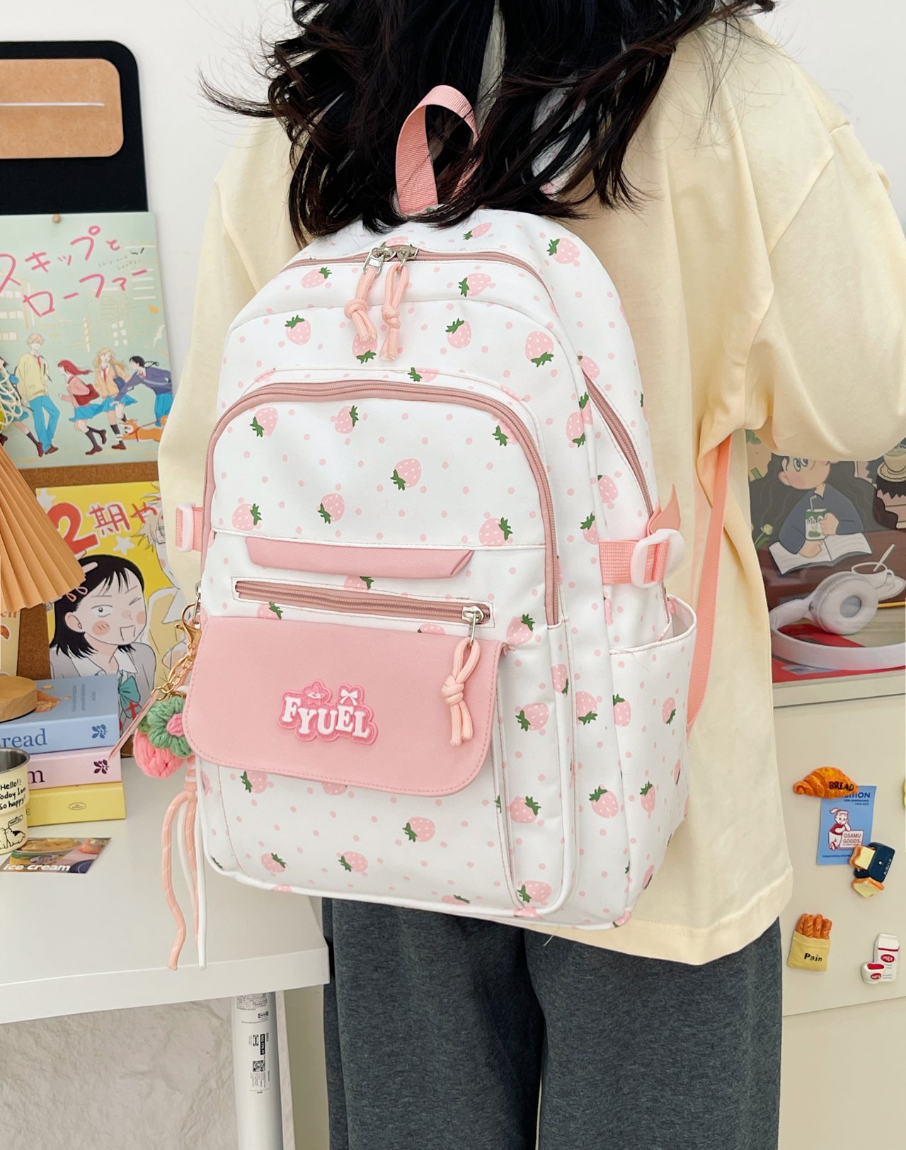 Pink Strawberry Backpack
