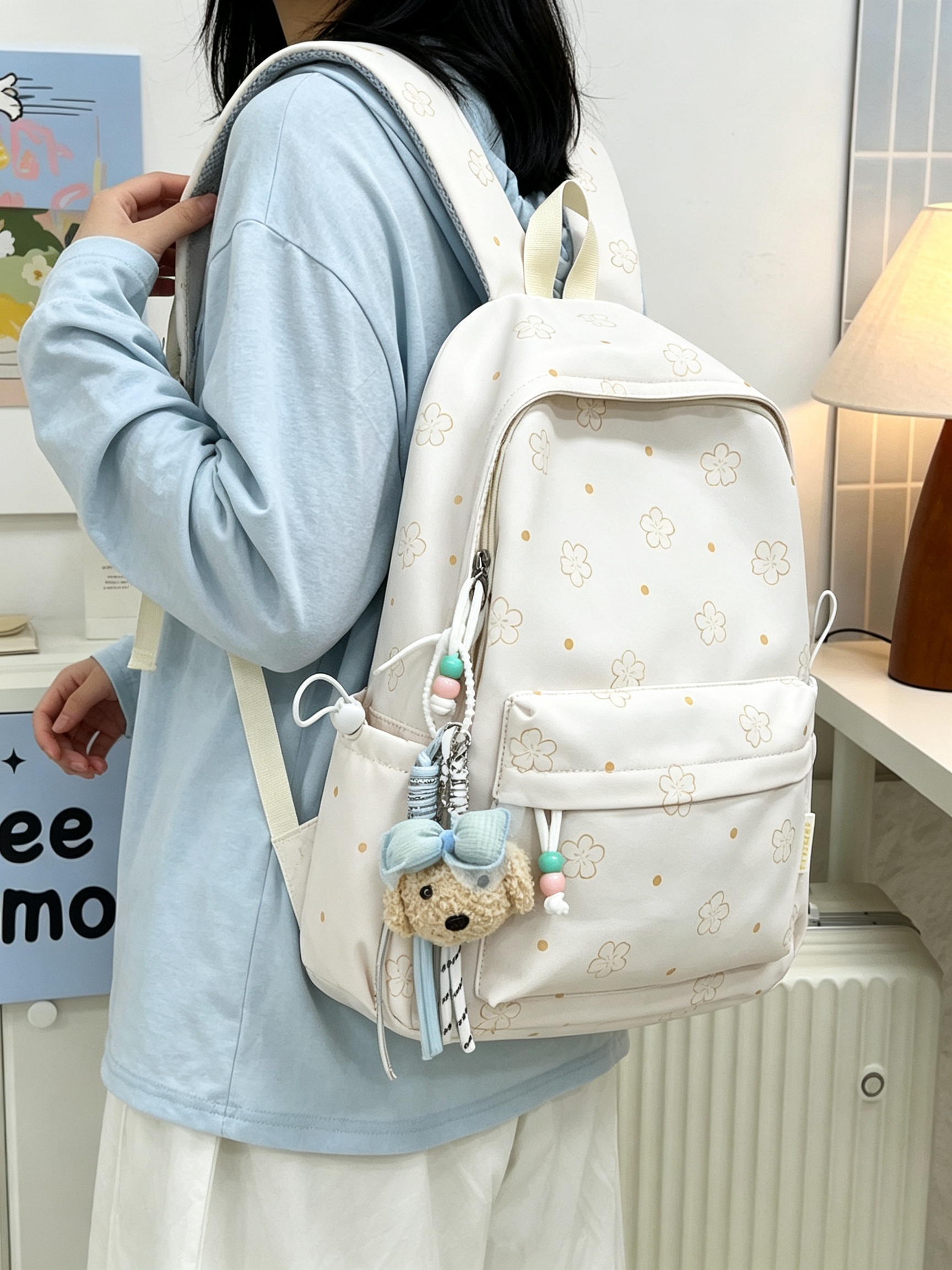 Floral Daisy Off-White Backpack 