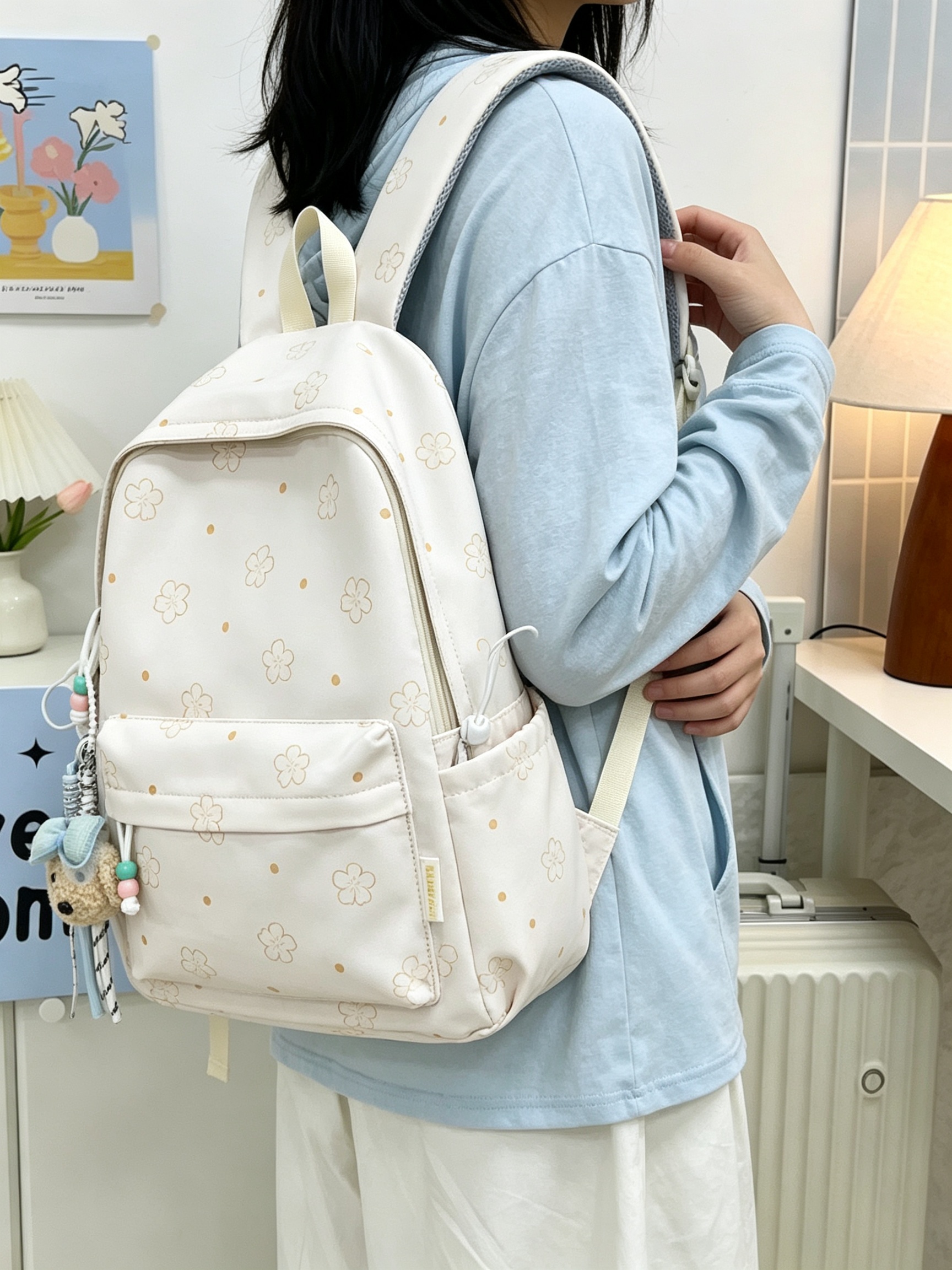 Floral Daisy Off-White Backpack 