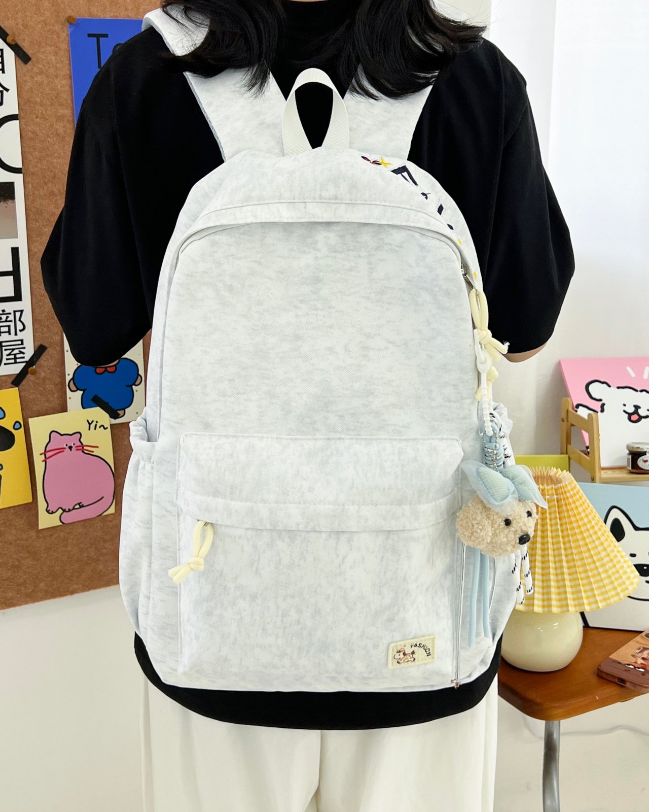 White Cloud-Pattern Backpack 