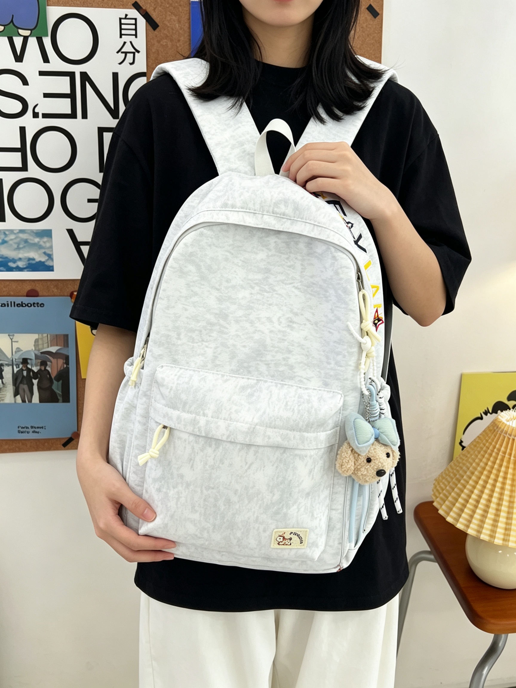 White Cloud-Pattern Backpack 
