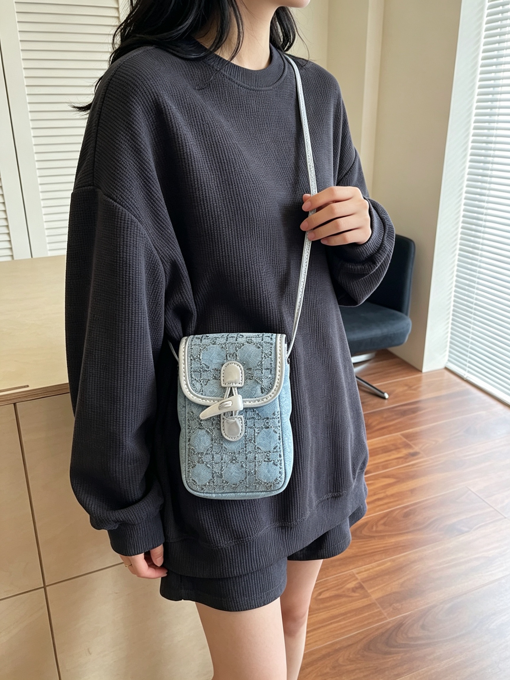 Blue Patterned Crossbody Bag