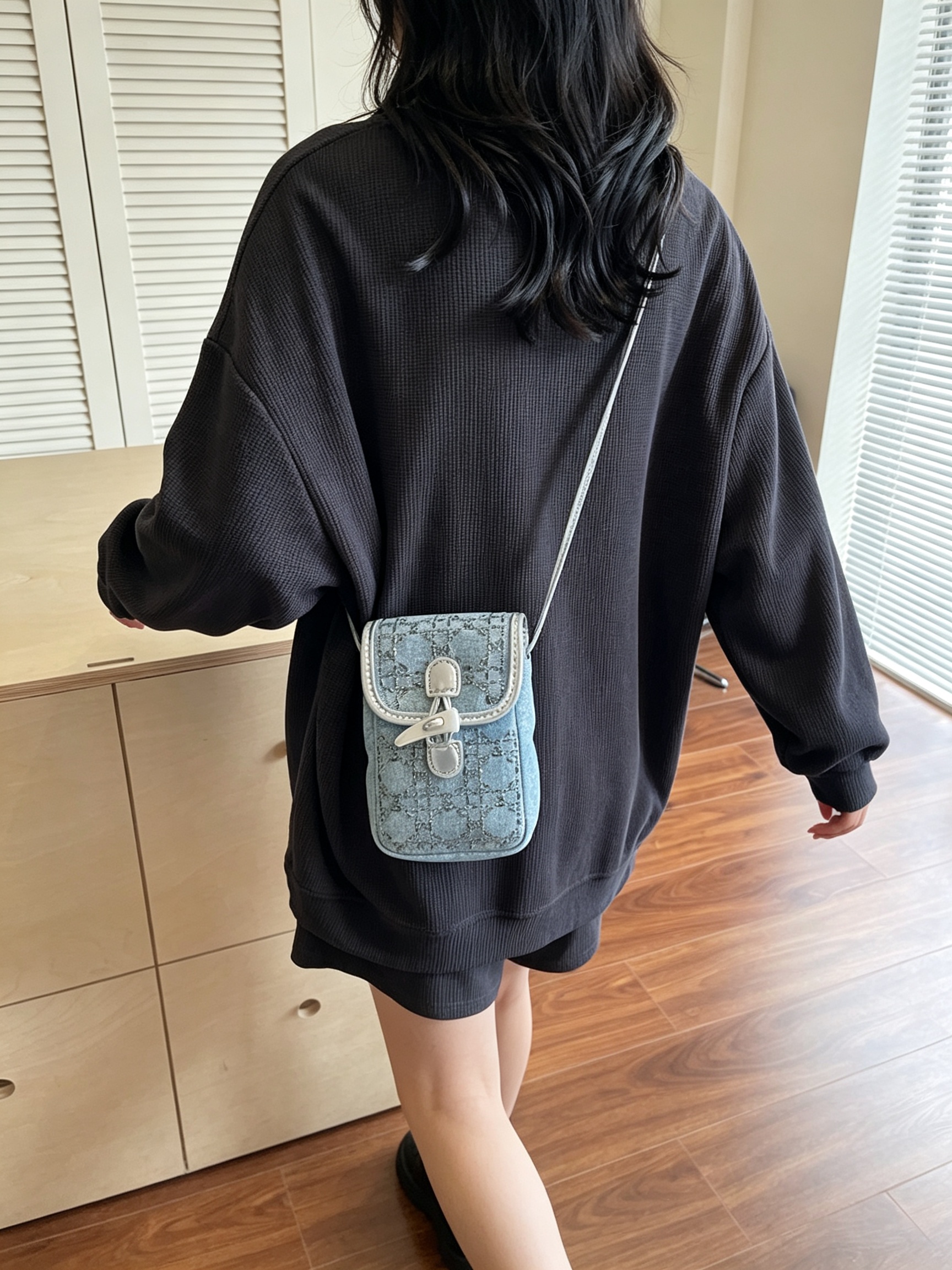 Blue Patterned Crossbody Bag