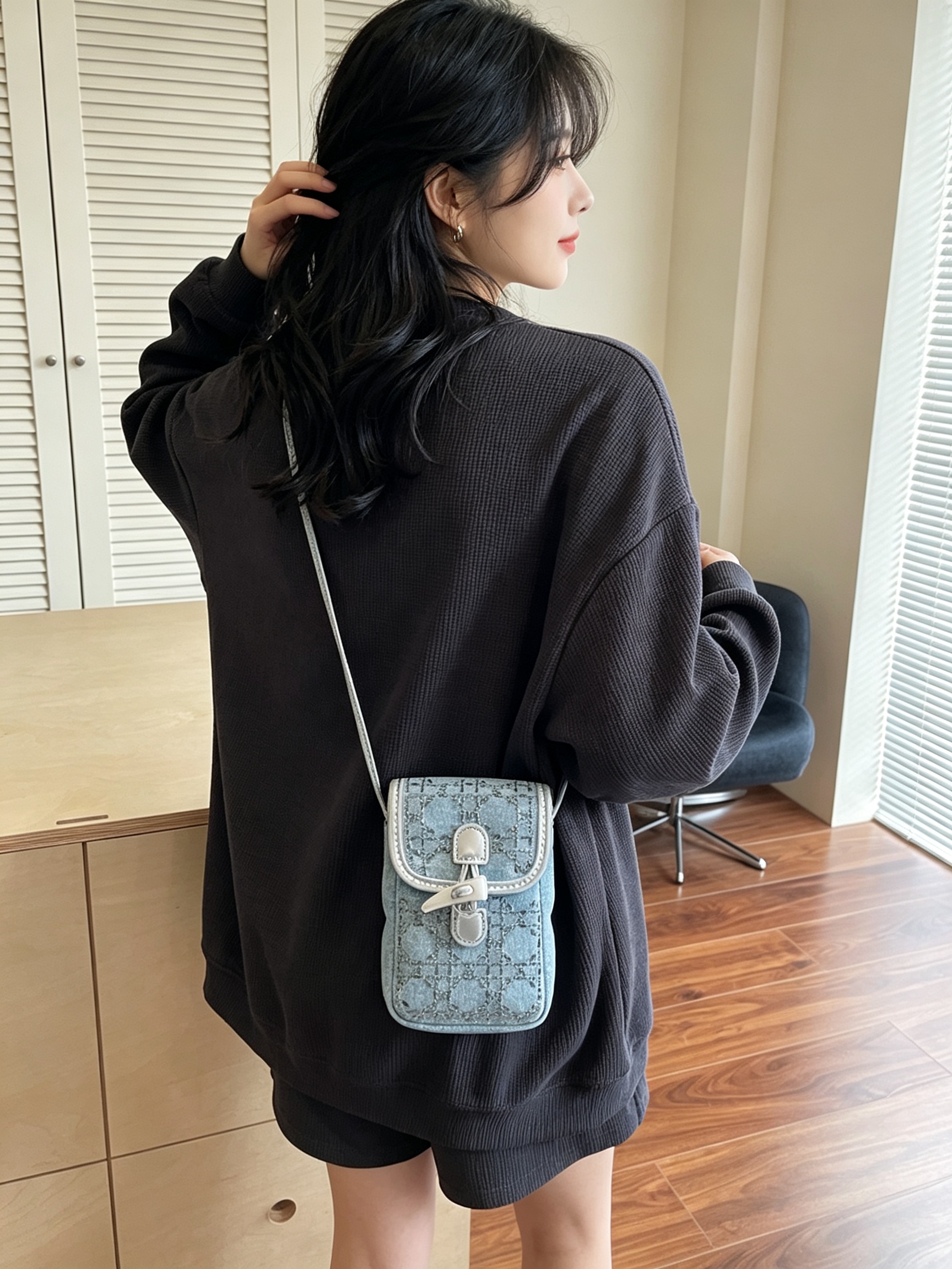 Blue Patterned Crossbody Bag