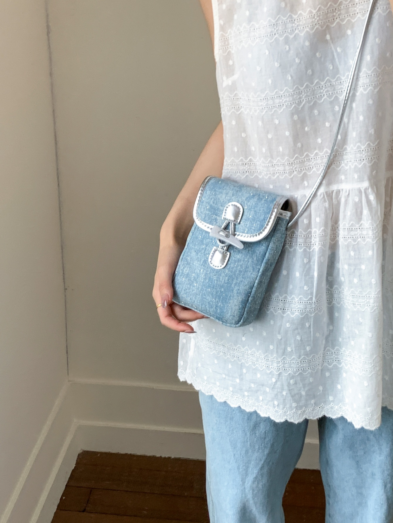 Light Blue Denim Crossbody Bag