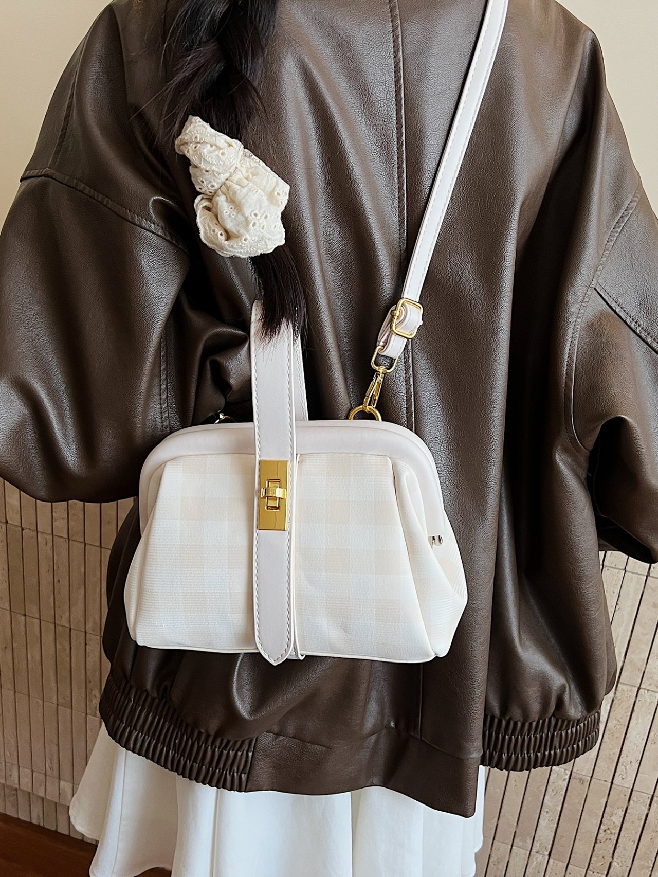 Off-White Gingham Crossbody Bag
