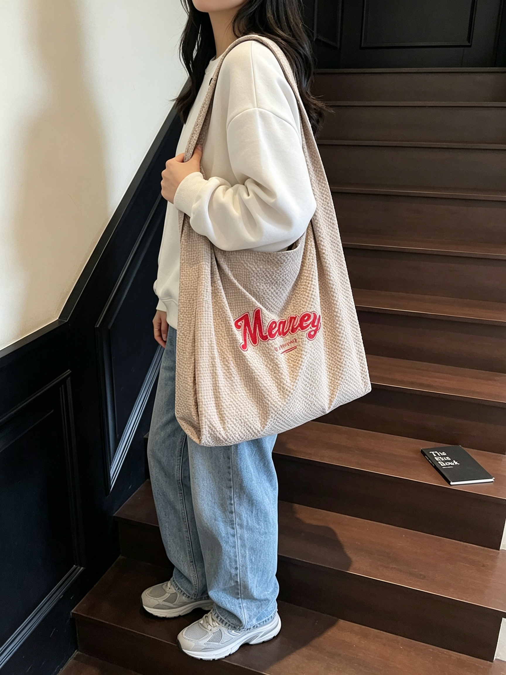 Beige Plain Shoulder Bag