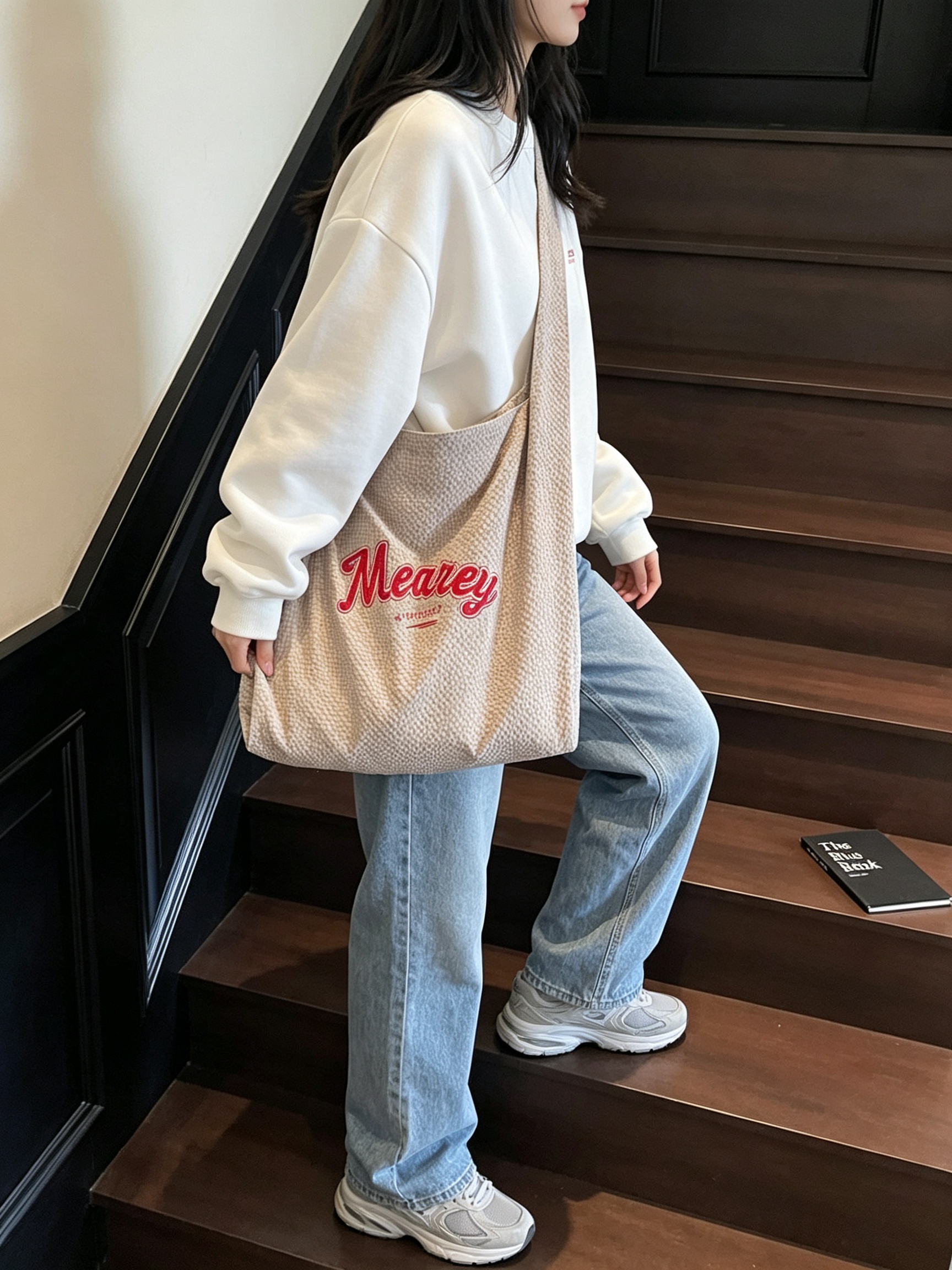 Beige Plain Shoulder Bag