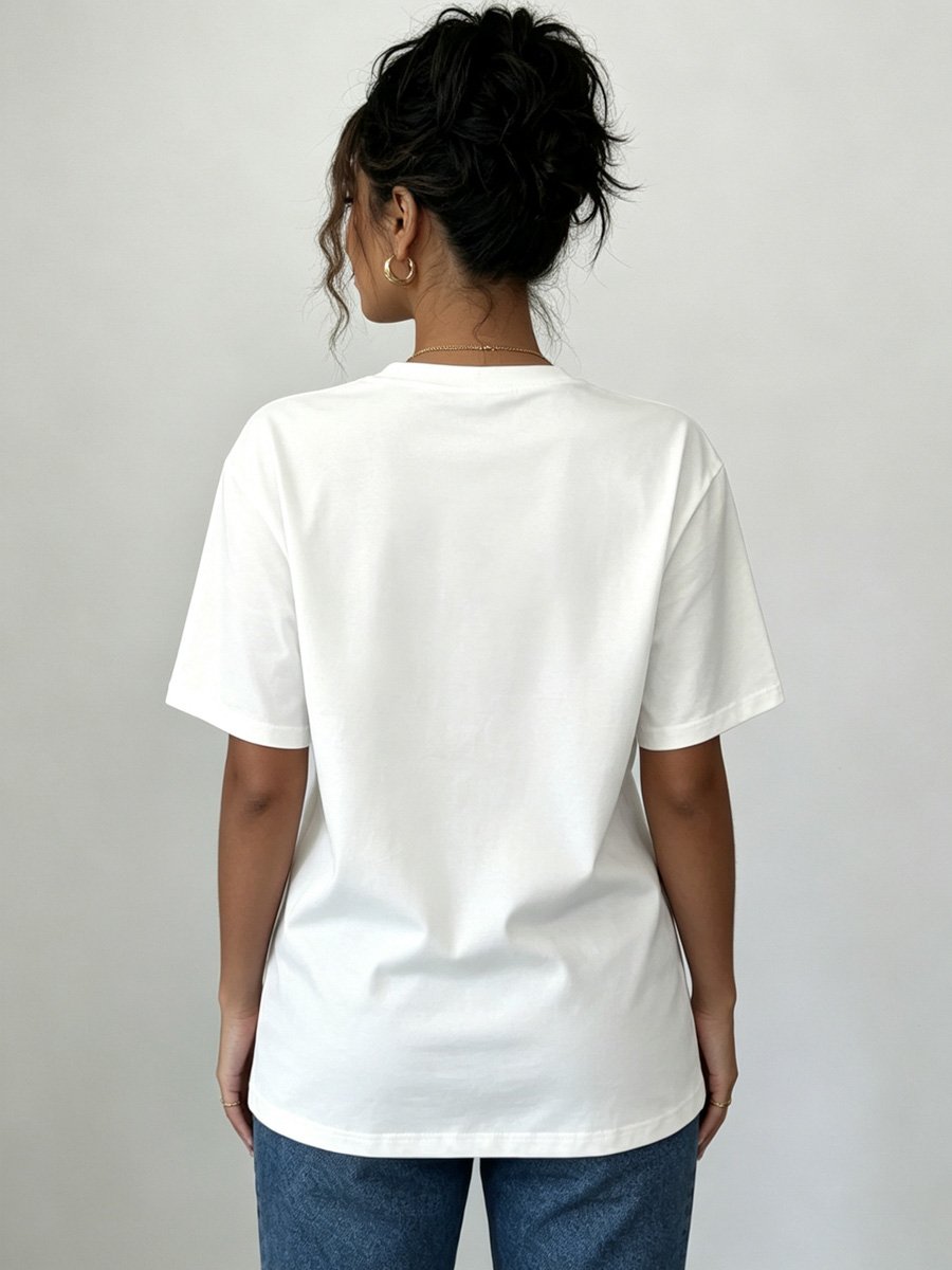 White Knitted T-Shirt with Marian Devotion Design