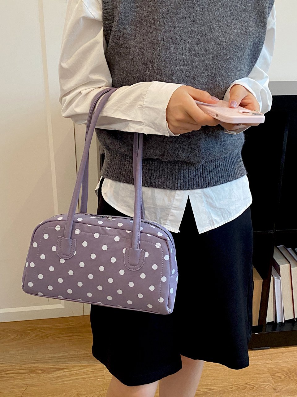 Purple Polka Dot Shoulder Bag