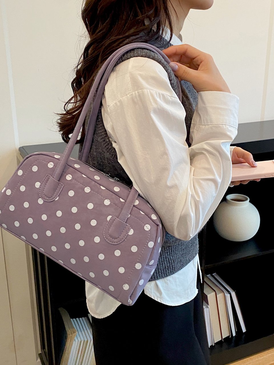 Purple Polka Dot Shoulder Bag