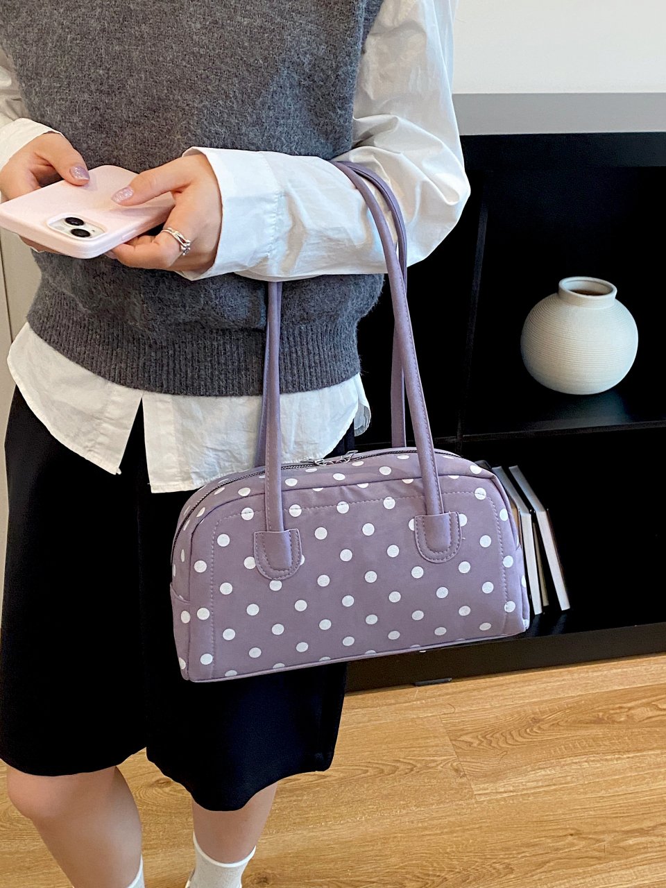 Purple Polka Dot Shoulder Bag
