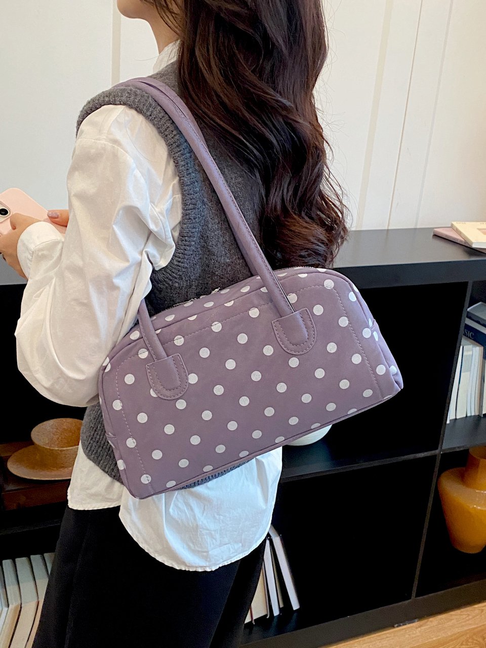 Purple Polka Dot Shoulder Bag