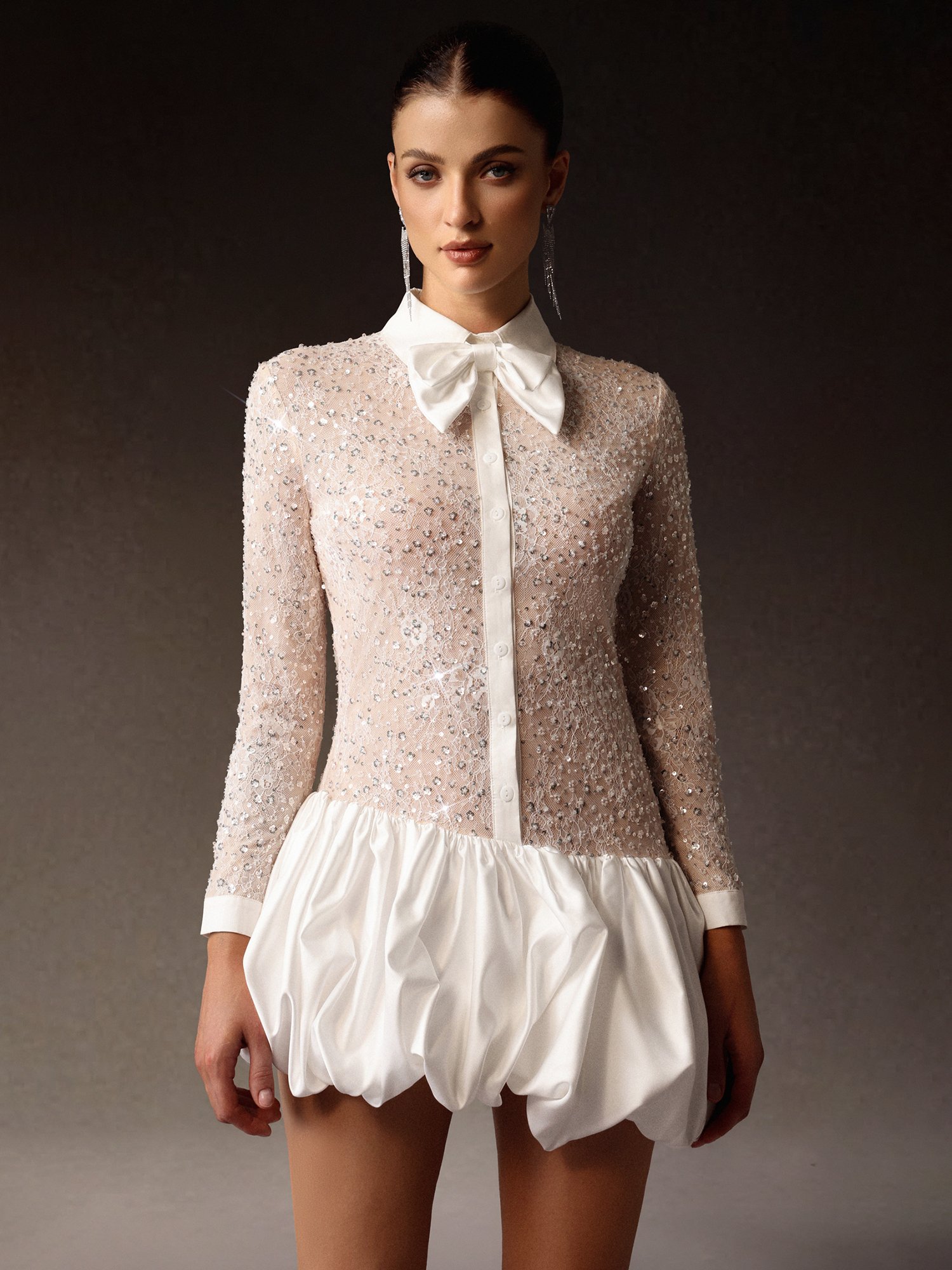 Sequin and Puff Mini Dress