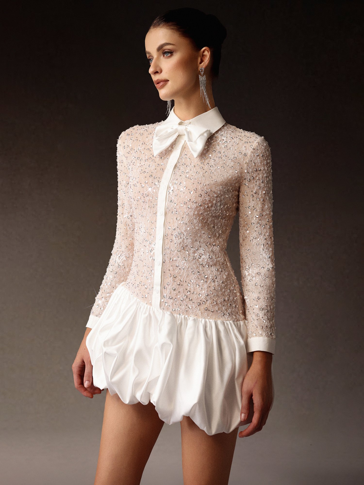 Sequin and Puff Mini Dress