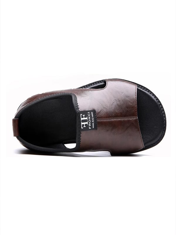 Brown Plain Slip On Sandals
