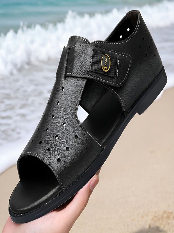 Black Plain Velcro Sandals