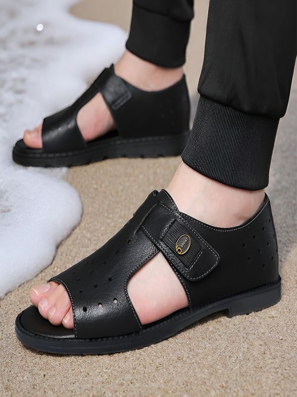 Black Plain Velcro Sandals