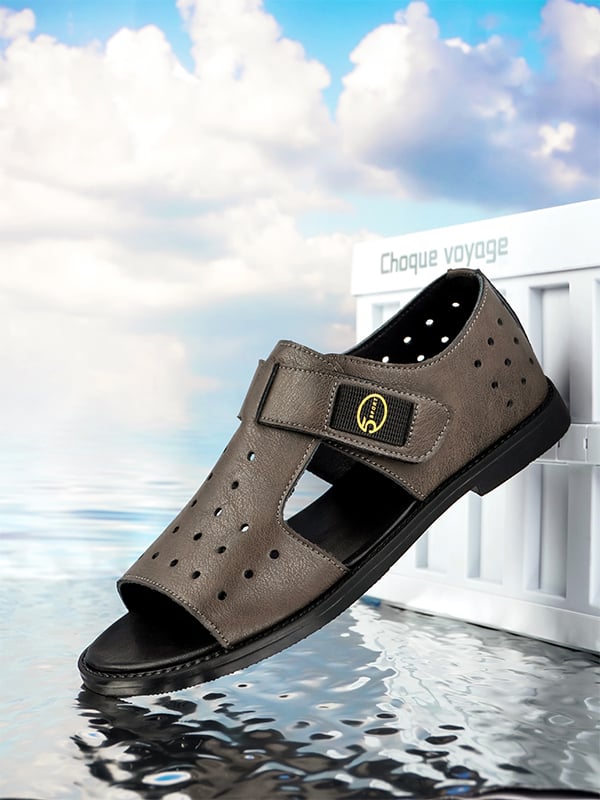 Olive Plain Velcro Sandals