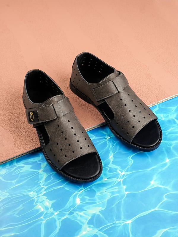 Olive Plain Velcro Sandals